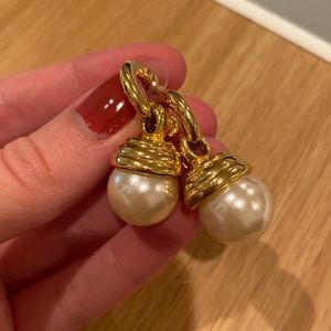 Gold Pearl Huggie Earrings